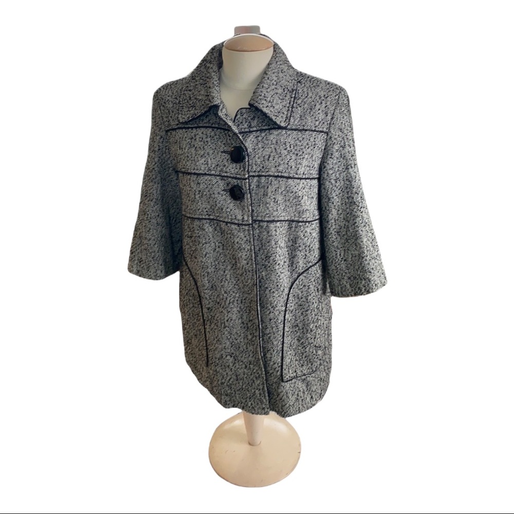 Women Mac  & Jac black and gray tweed three button jacket size large preowned